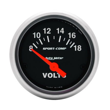 Auto Meter 2-1/16" Mini Sport Comp Voltmeter Gauge - 8-18 Volts