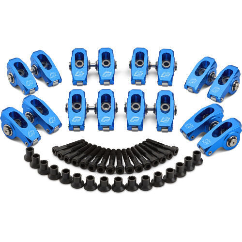 Proform Super-Street Roller Rocker Arm - 8 mm Pedestal Mount - 1.7 Ratio - Blue - GM LS-Series (Set of 16)