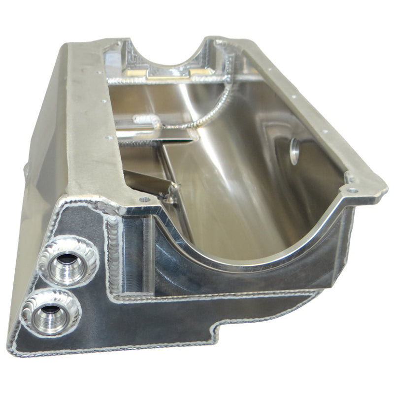 Moroso Dry Sump Oil Pan - 6-1/2" Deep - Two 12 AN Female Passenger Side Pickups - Steel - Zinc Plated - Small Block Chevy - 410 Sprint Car