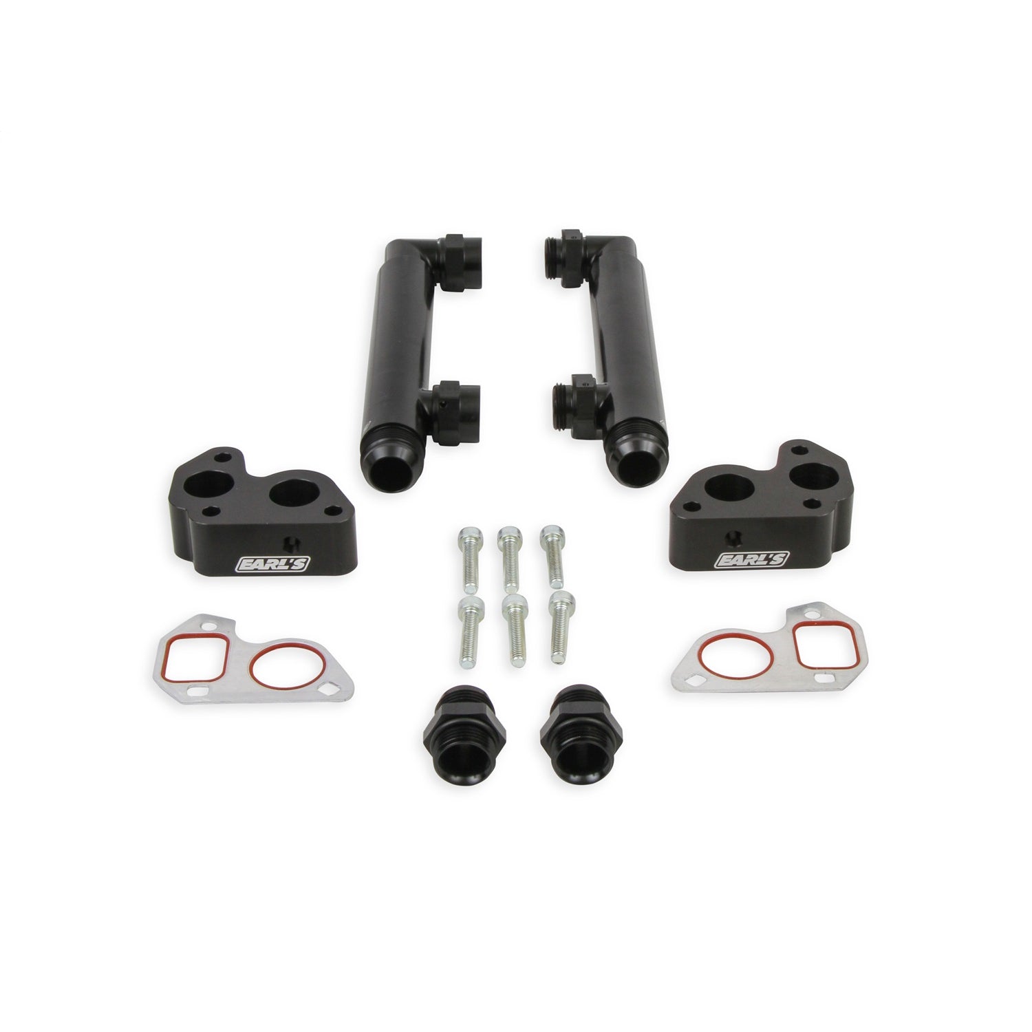 Earl's Water Pump Plumbing Kit - 12 AN Female Adapter Fittings - 12 AN Ports - 16 AN Male Inlet and Outlet - Black