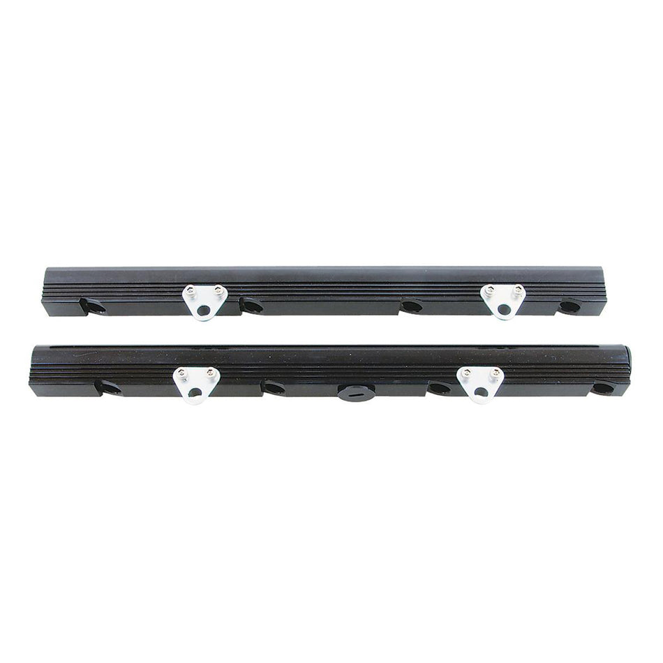 Trick Flow Fuel Rail - 8 AN Female O-Ring Inlets - 8 AN Female O-Ring Outlets - Aluminum - Black Anodize - Small Block Ford - Ford Mustang 1986-1995