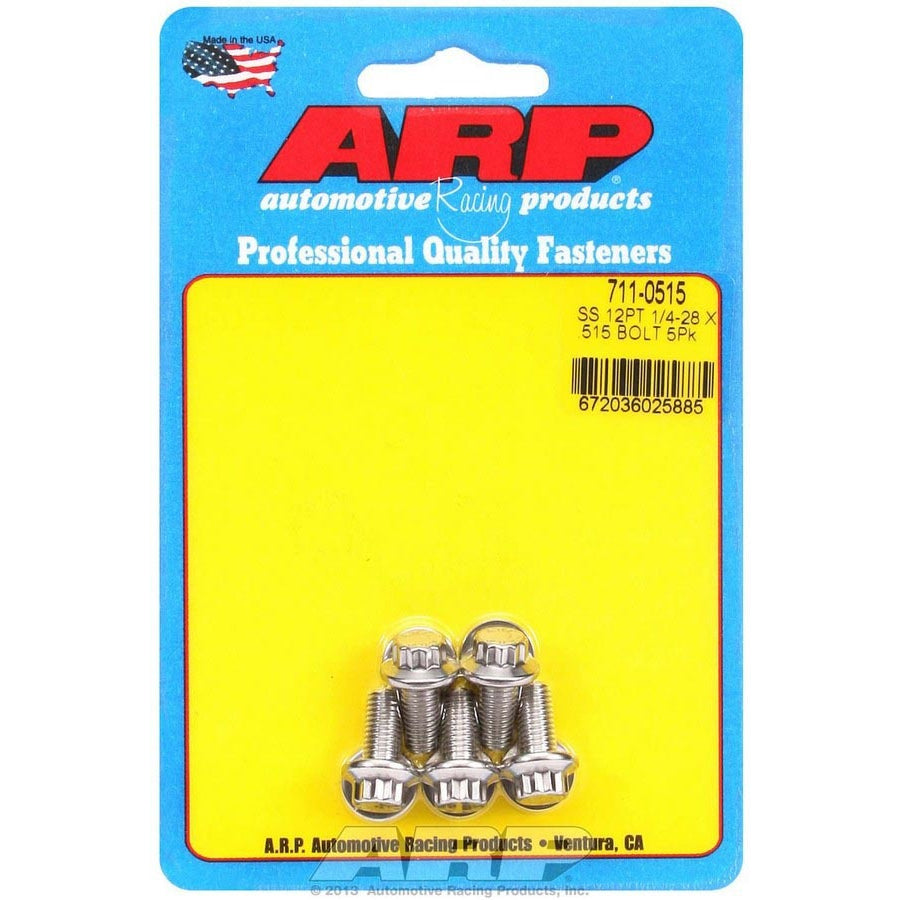 ARP 1/4-28" Thread Bolt 0.515" Long 5/16" 12 Point Head Stainless - Polished