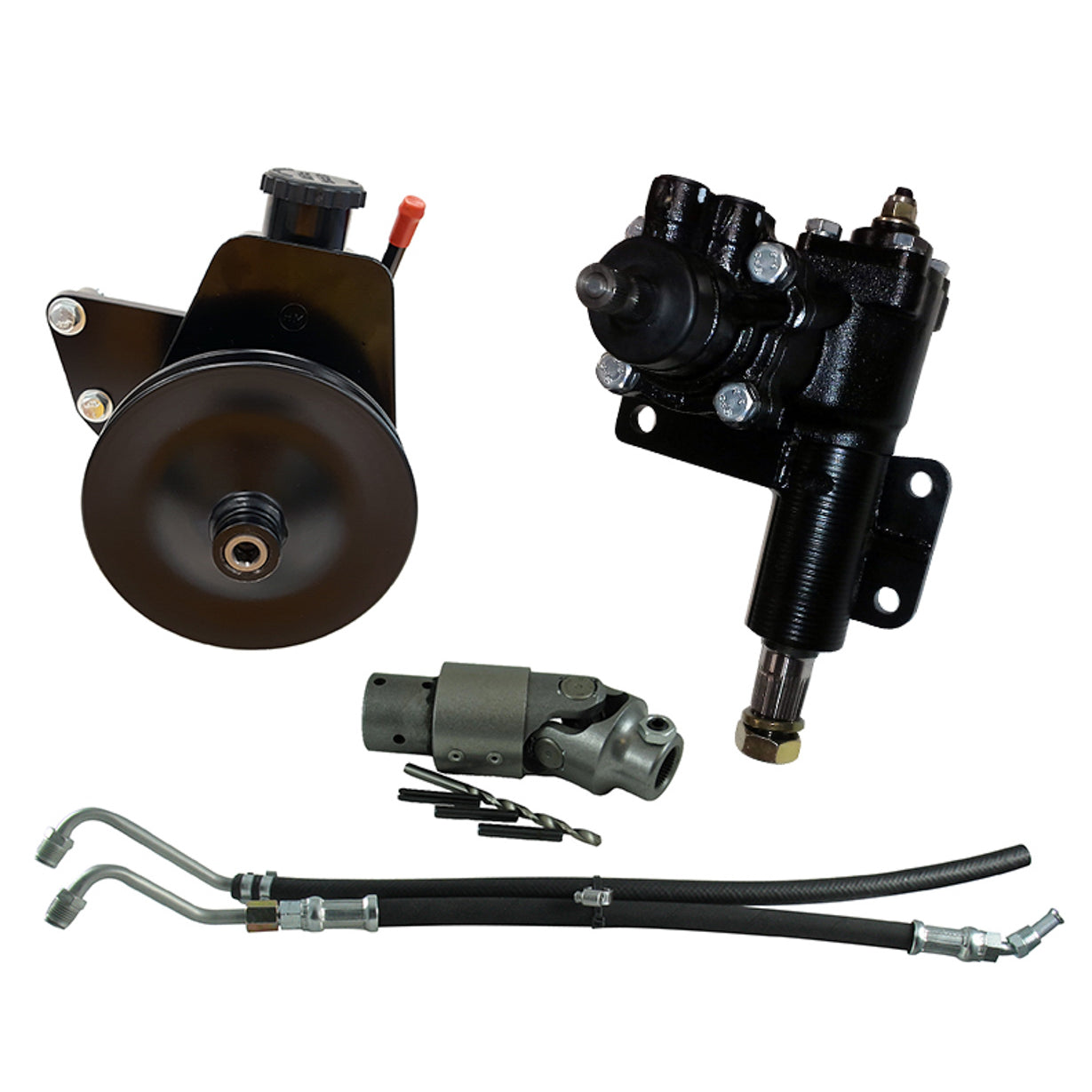 Borgeson Power Steering Box - 14 to 1 Ratio - 1-1/8" Sector Shaft - Iron - Black Paint - GM