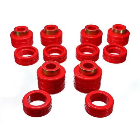 Energy Suspension Hyper-Flex Body Mount Bushing - Red / Cadmium - GM Fullsize Truck 1988-2000