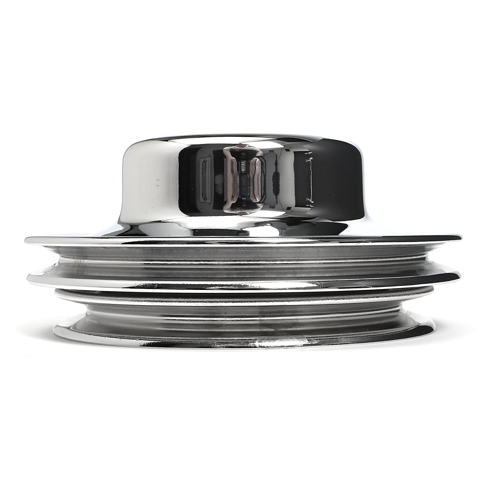 Trans-Dapt V-Belt 2 Groove Water Pump Pulley - 6.3 in Diameter - Chrome - Long Water Pump - Big Block Chevy