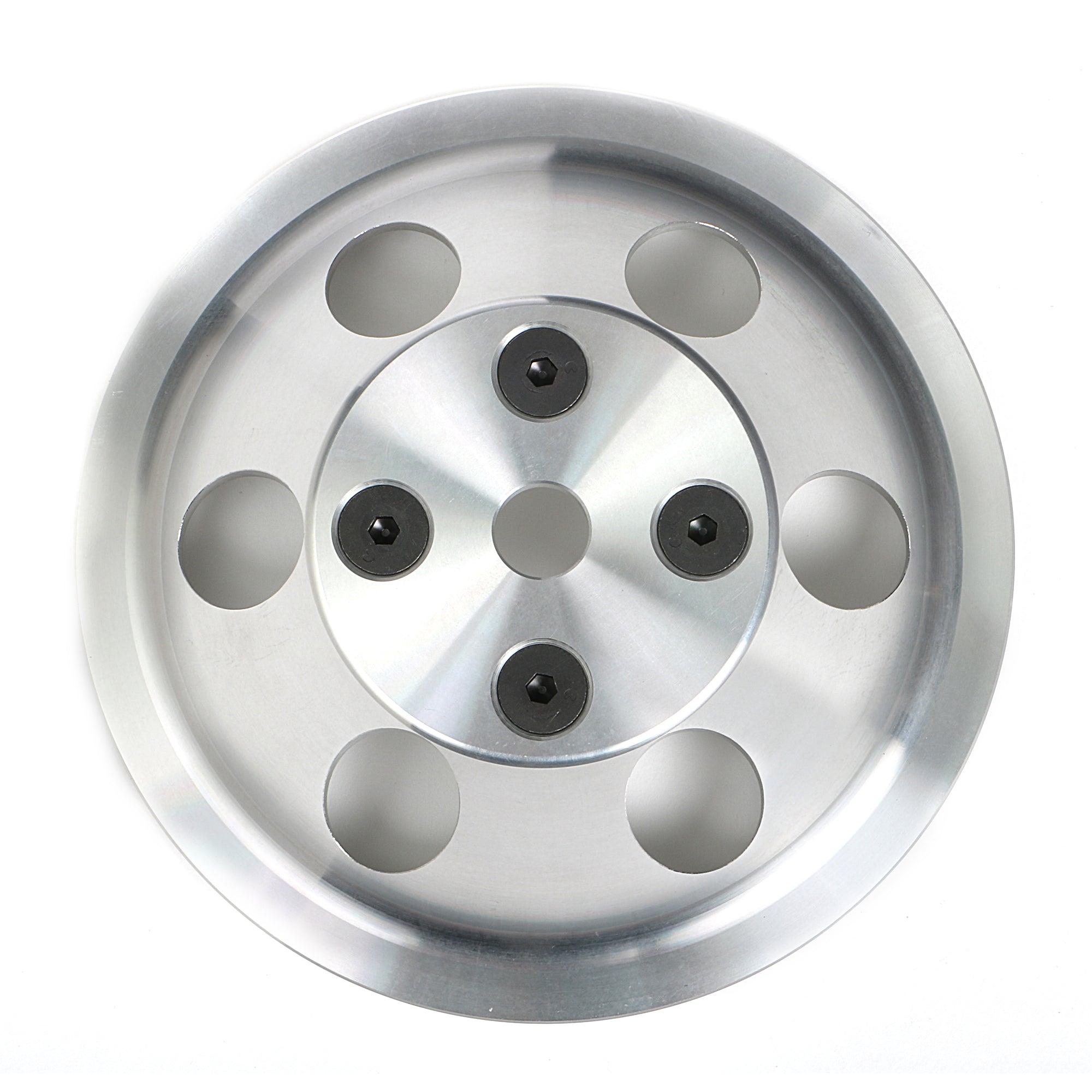 Trans-Dapt V-Belt 1 Groove Water Pump Pulley - 6.625 in Diameter - Machined Aluminum - Long Water Pump - Small Block Chevy
