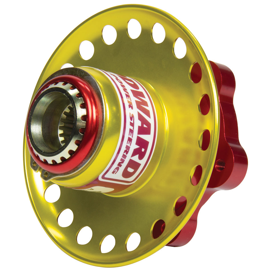 Woodward Steering Wheel Quick Release - Weld-On - SFI 42.1 - 4" Pull Ring - Aluminum - Red / Yellow Anodized - 3/4" Shaft - 6 x 70 mm Bolt Circle