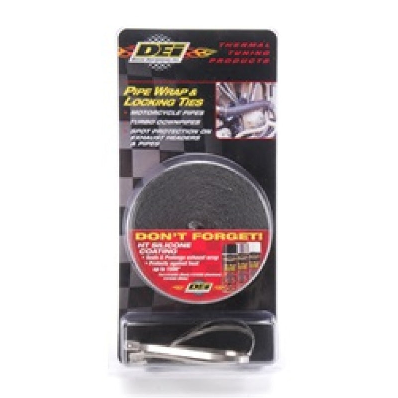 Design Engineering Exhaust Wrap Kit - 25 Ft. . Roll - Stainless Locking Ties - Woven Fiberglass - Black