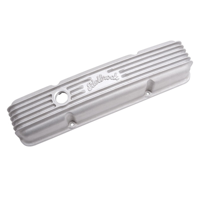 Edelbrock Classic Valve Covers Short Breather Hole Edelbrock Logo - Aluminum