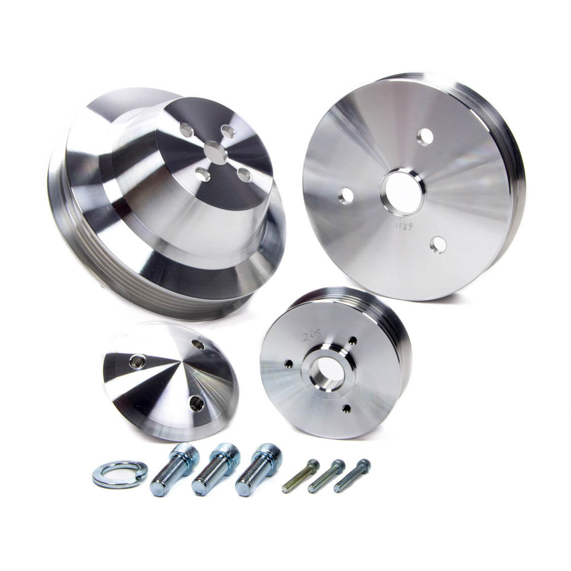 March Performance Performance Ratio 6-Rib Serpentine Pulley Kit - Clear Powder Coat - Short Water Pump - Small Block Chevy