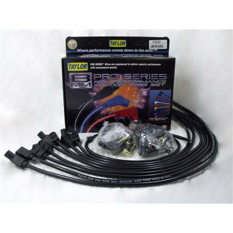 Taylor 8mm Pro Wires Universal Spark Plug Wire Set - Black - TCW Wire Conductor - 135 Plug Boots