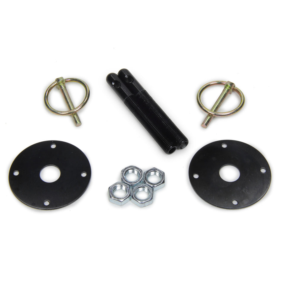 Five Star Hood Pin - 2-1/8" OD Scuff Plates - Torsion Clips - Hardware Included - Aluminum - Black