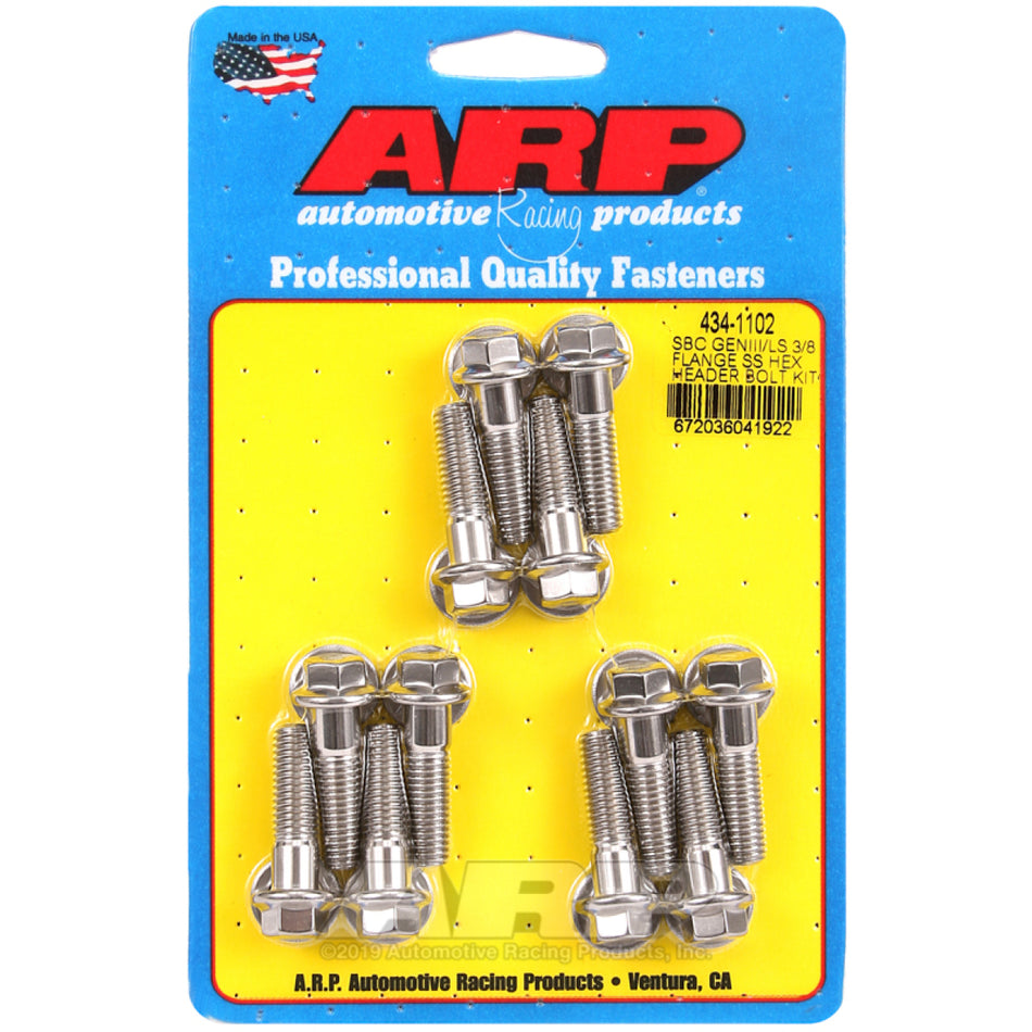 ARP Header Bolt - 8 mm x 1.25 Thread - 1.181 in Long - Hex Head - Polished - GM LS-Series - Set of 12