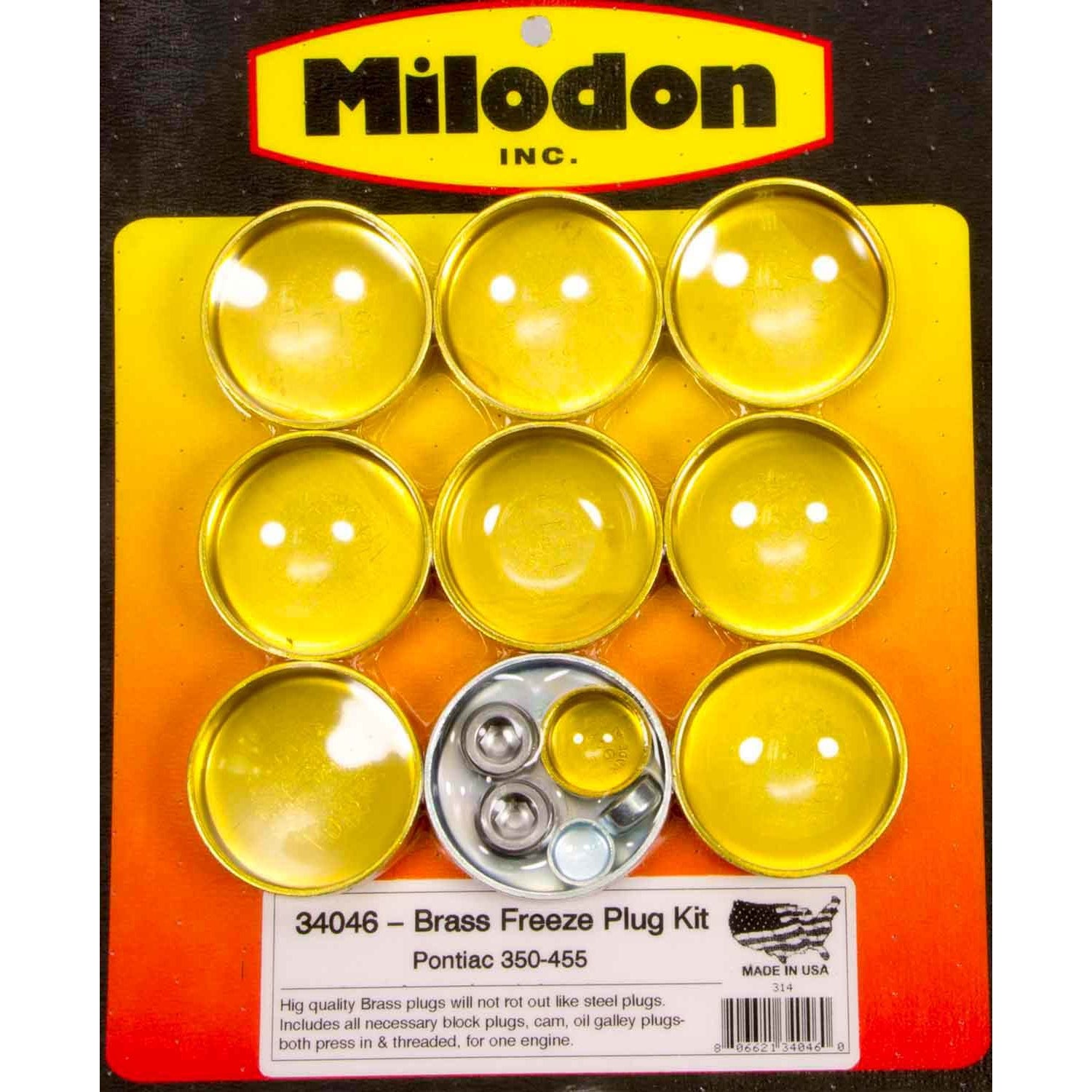 Milodon Pontiac V8 Brass Freeze Plug Kit