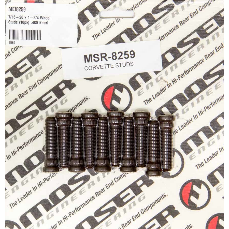 Moser Engineering 7/16-20" Thread Wheel Stud 1.750" Long 0.480 Knurl Steel - Set of 10