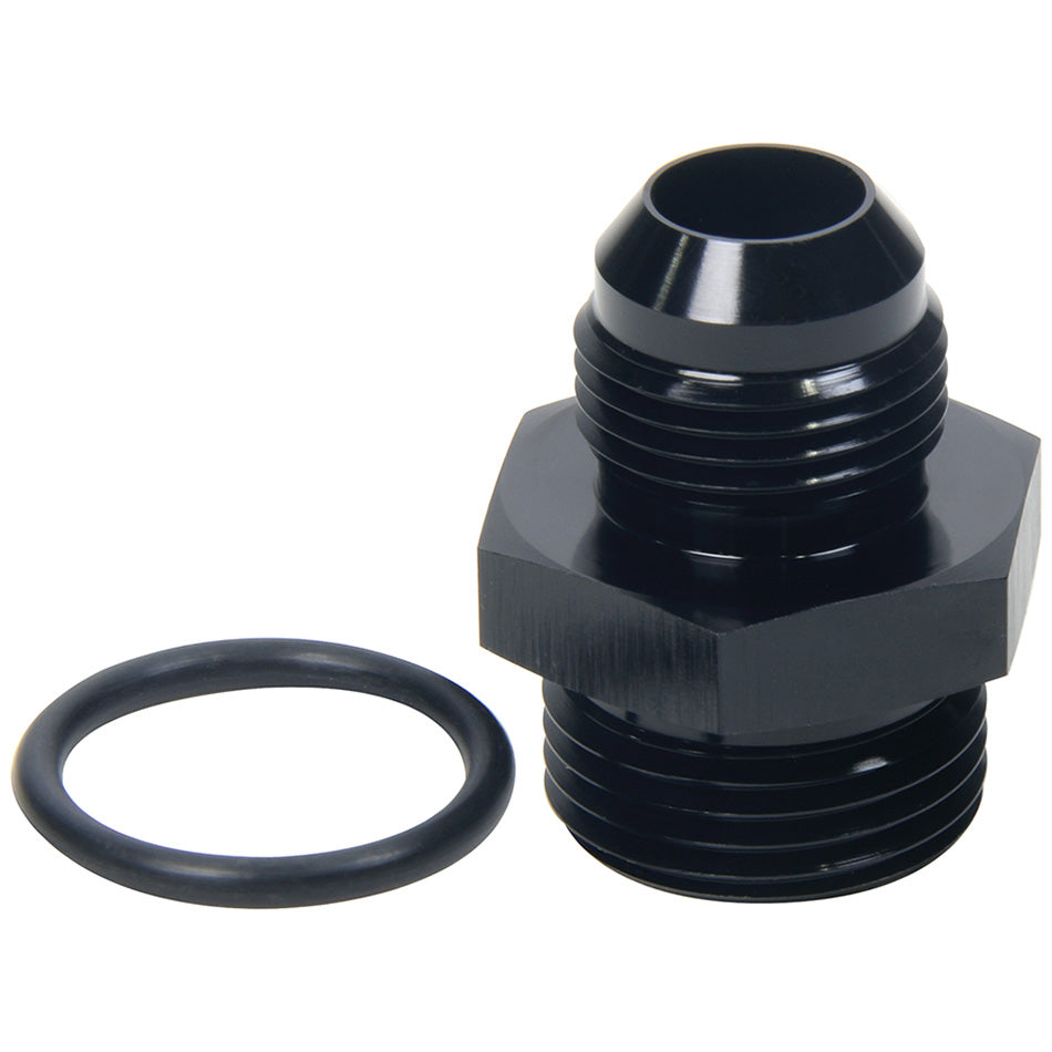 Allstar Performance Straight Adapter - 8 AN Male to 10 AN Male O-Ring - Aluminum - Black Anodize