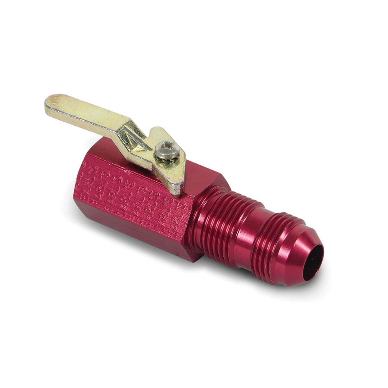Earl's Shut-Off Valve - 3/8" NPT Inlet Thread, -08 AN Bulkhead Outlet Thread, 2-3/4" Body Length - Red Anodized