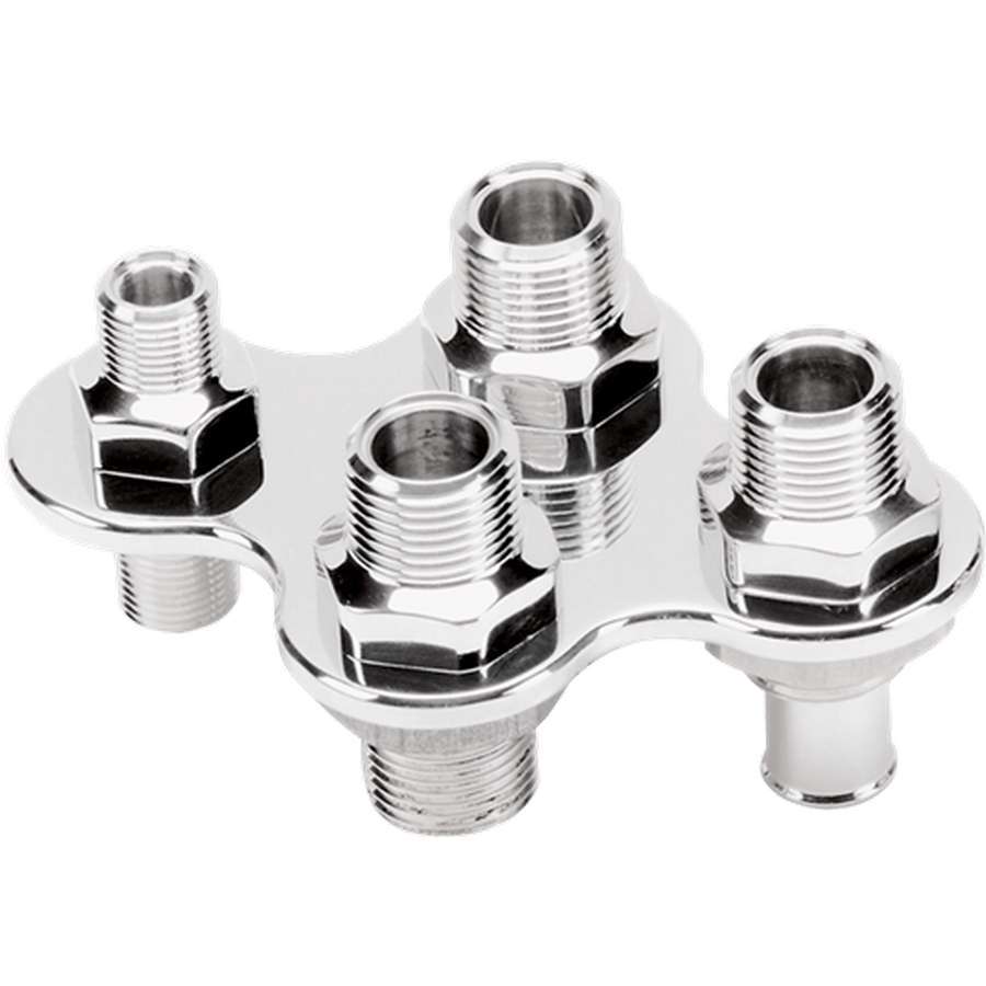 Billet Specialties A/C & Heater Firewall Bulkhead - Polished - Two 5/8 in. Hose Barbs - Male -6 AN - Male -10 AN
