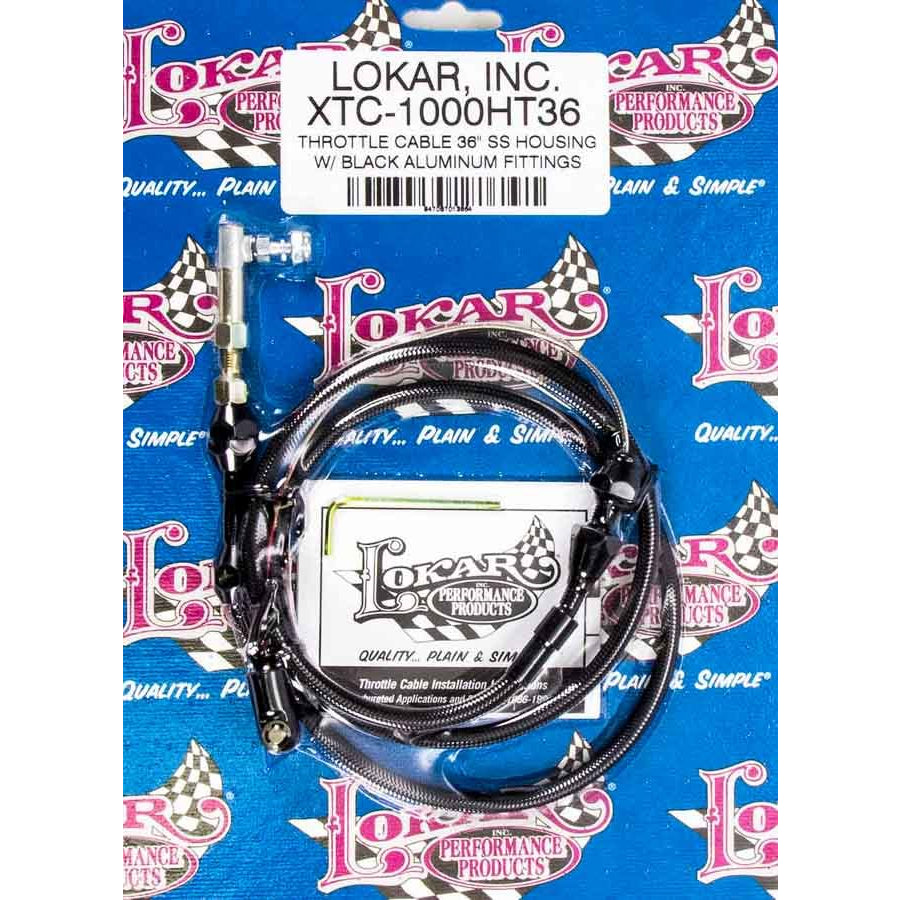 Lokar Hi-Tech Throttle Cable - 3 ft Long - Braided - Black - Universal