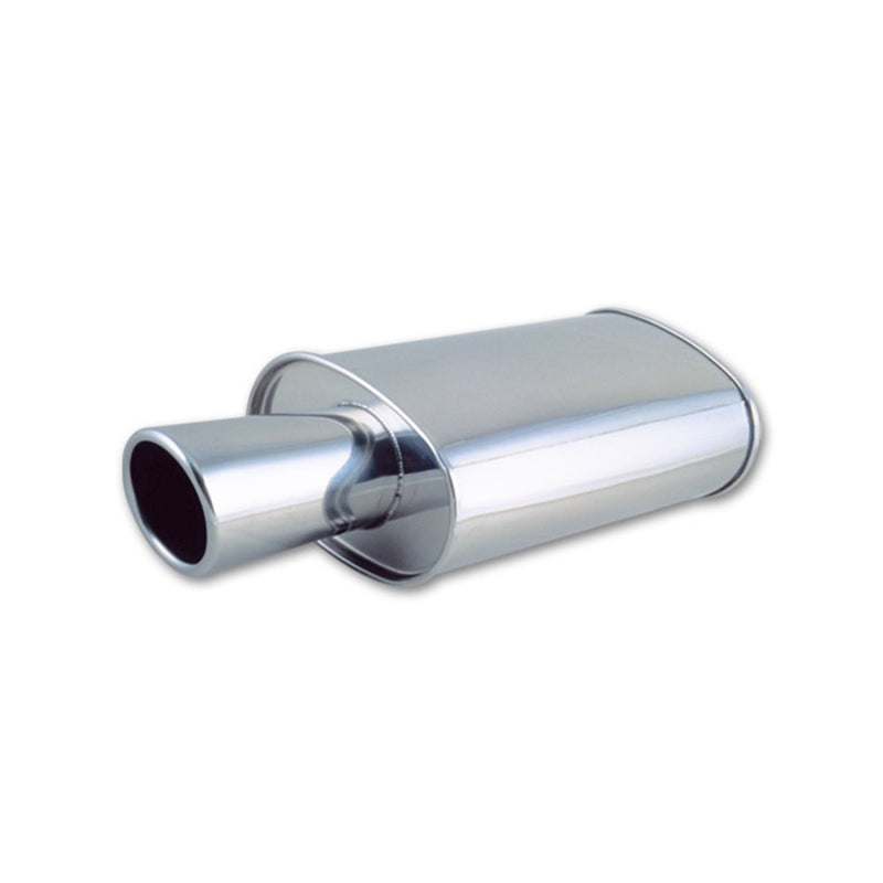 Vibrant Performance Streetpower Muffler - 2-1/2 in Center Inlet - 4 in Round Outlet - 5 x 9 in Oval Body - 23 in Long - Polished - Universal 1046