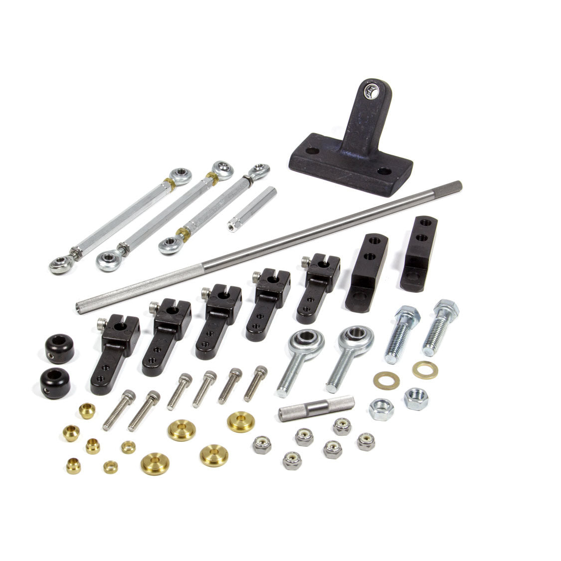 Enderle Side Mount Dual Quad Throttle Linkage - Black Anodized / Zinc Oxide