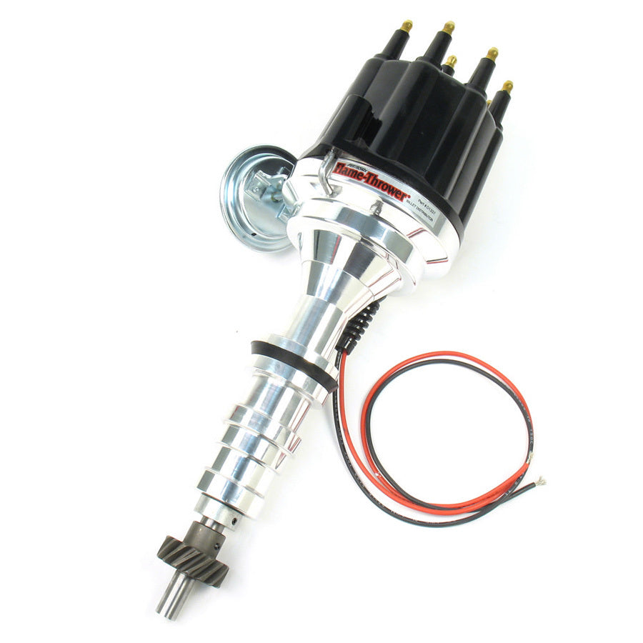 PerTronix Flame-Thrower Plug N Play Billet Distributor - Magnetic Pickup - Vacuum Advance - HEI Style Terminal - Black - Ford FE-Series D7133710