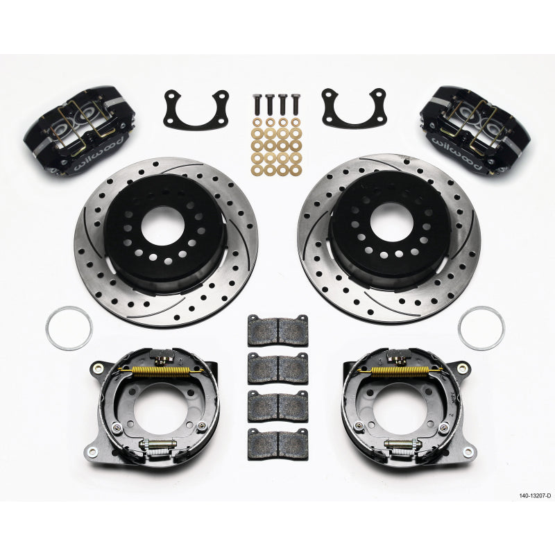 Wilwood Dynapro Dust Boot Rear Brake System - 4 Piston Caliper - 12.19 in Drilled/Slotted Iron Rotor - Black - Big Ford