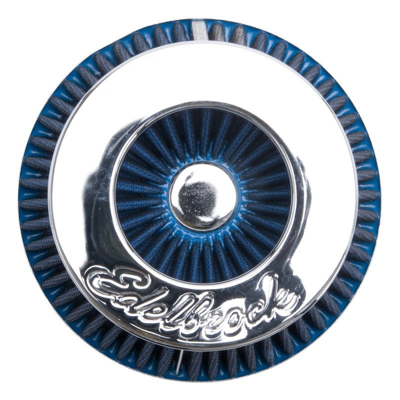 Edelbrock Pro-Flo Air Filter Element Conical 6-1/8" Base - 4-3/4" Top OD - 3-3/4" Tall - Chrome/Blue