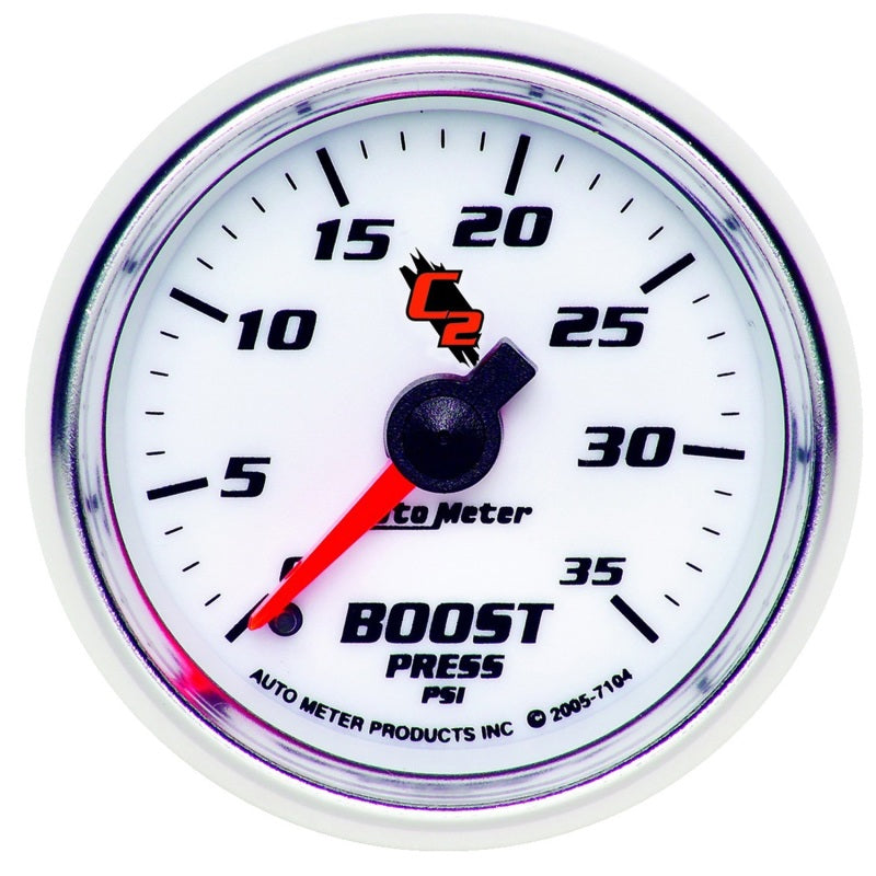 Auto Meter C2 0-35 psi Boost Gauge - Mechanical - Analog - 2-1/16 in Diameter - White Face