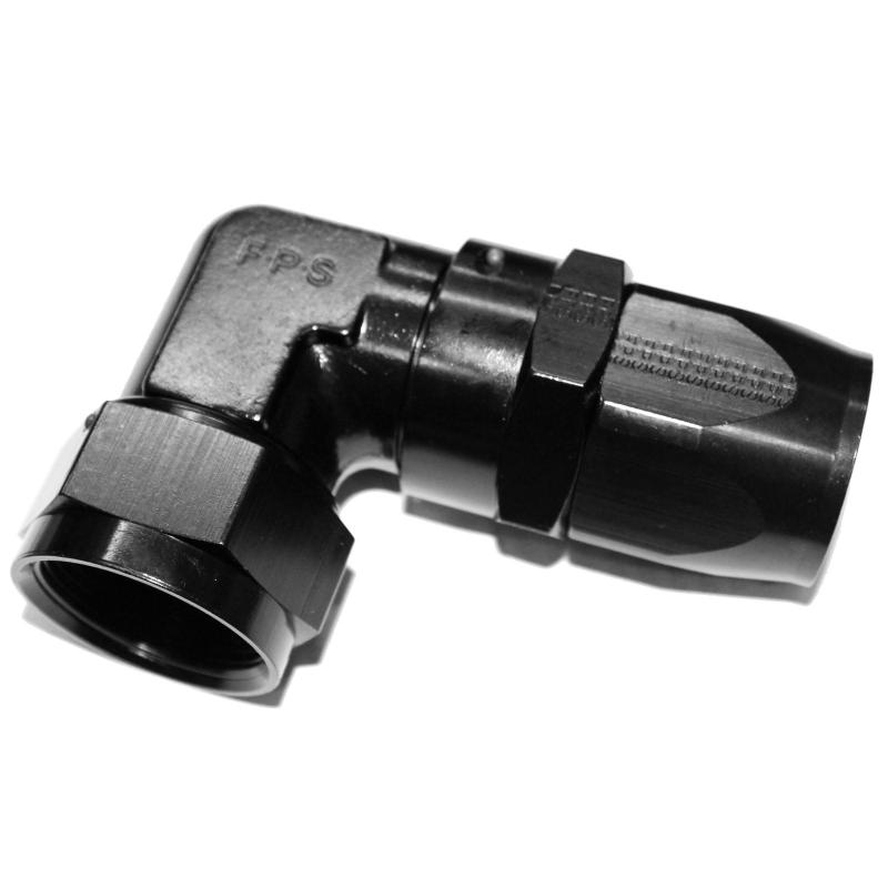 Fragola 3000 Series Hose End - Low Profile - 90 Degree - 20 AN Hose to 20 AN Female - Swivel - Aluminum - Black