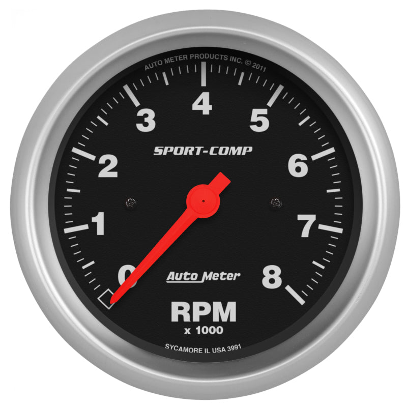 Auto Meter 8,000 RPM Sport-Comp 3-3/8" In-Dash Tachometer