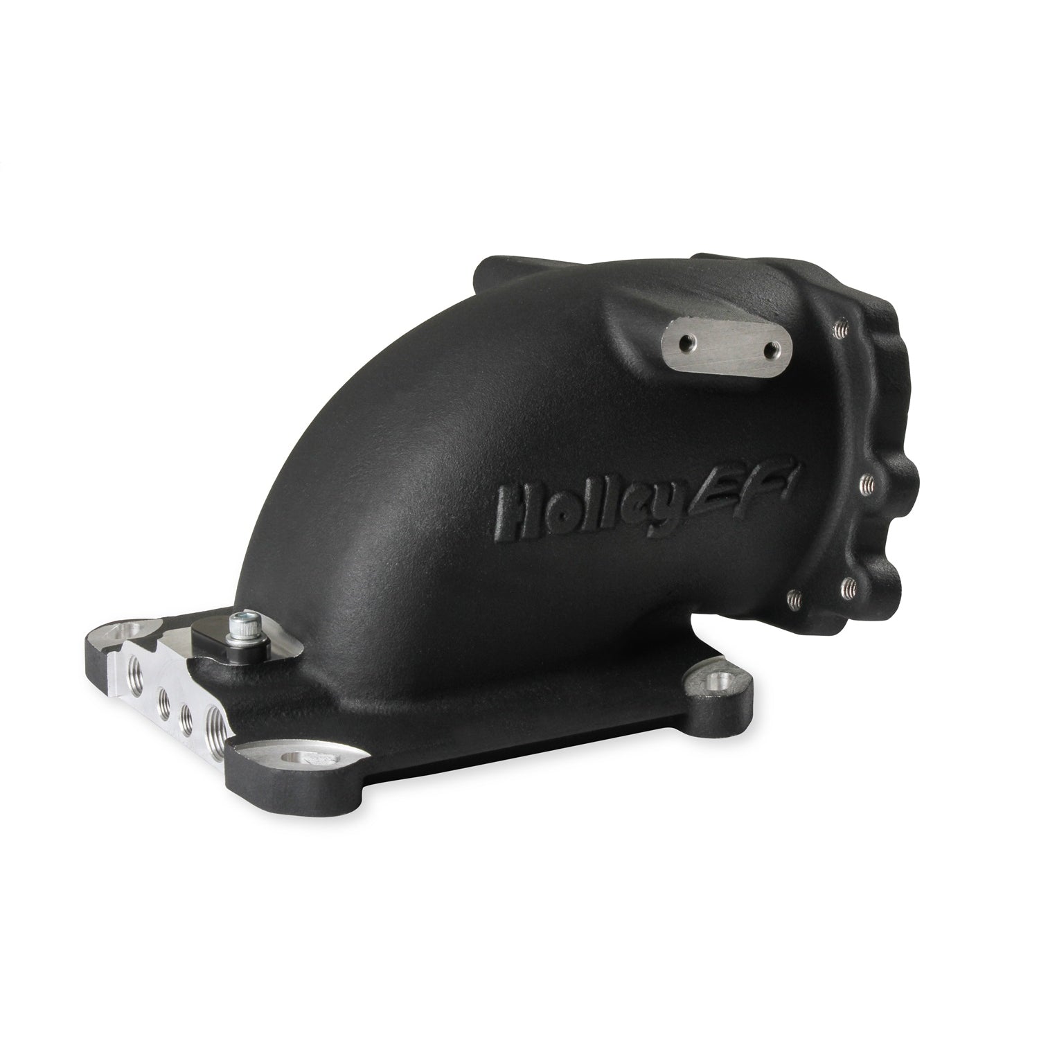 Holley EFI Throttle Body Adapter - Elbow - Aluminum - Black - Ford 105 mm Throttle Body to Square Bore Mounting Flange