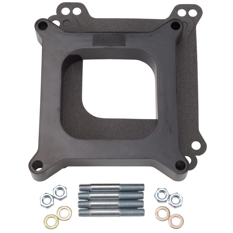 Edelbrock Carburetor Spacer - Open 1" Spacer - Black Phenolic Plastic