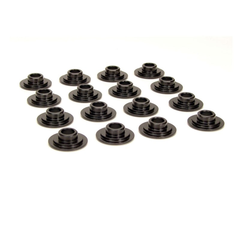 Comp Cams 7 Degree Valve Spring Retainer - 1.115 in / 0.690 in OD Steps - 1.500-1.550 in Dual Spring - Chromoly - Black Oxide - Set of 16 782-16