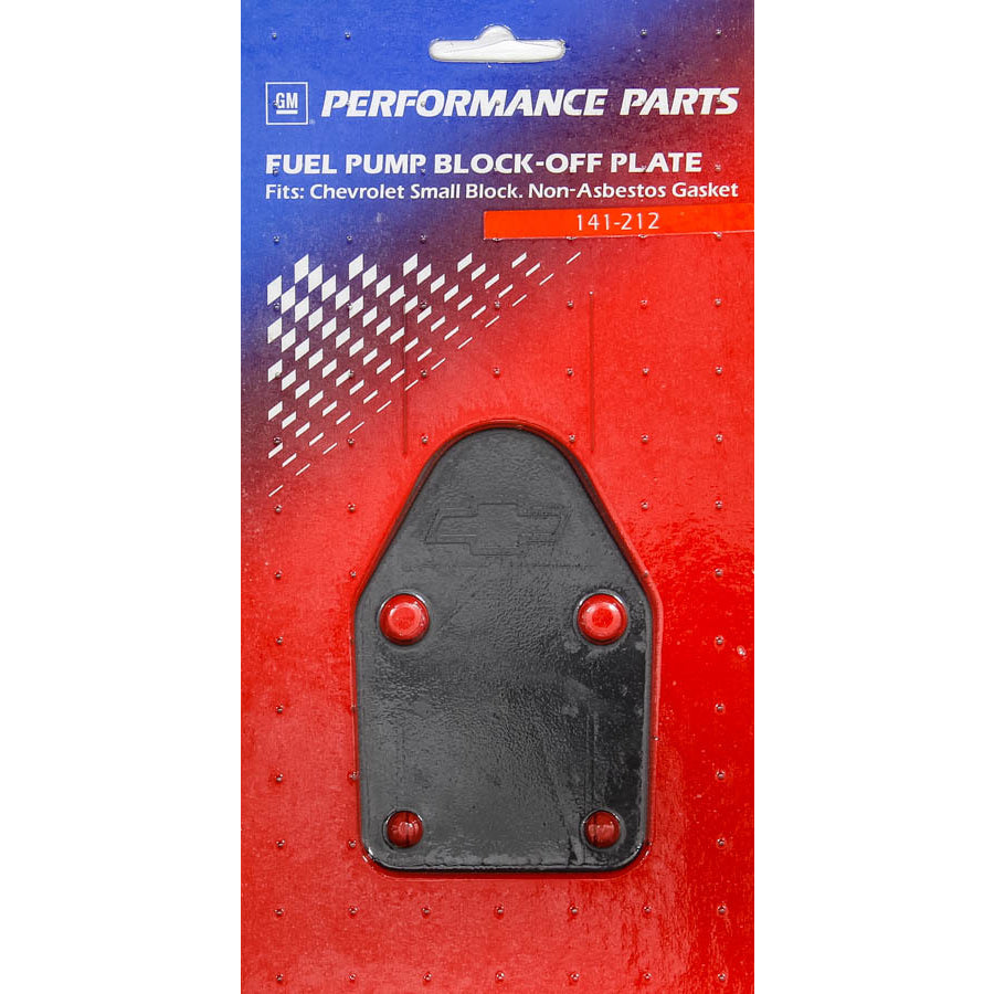 Proform Performance Parts Bowtie Logo Fuel Pump Block-Off Steel Black Small Block Chevy - Each