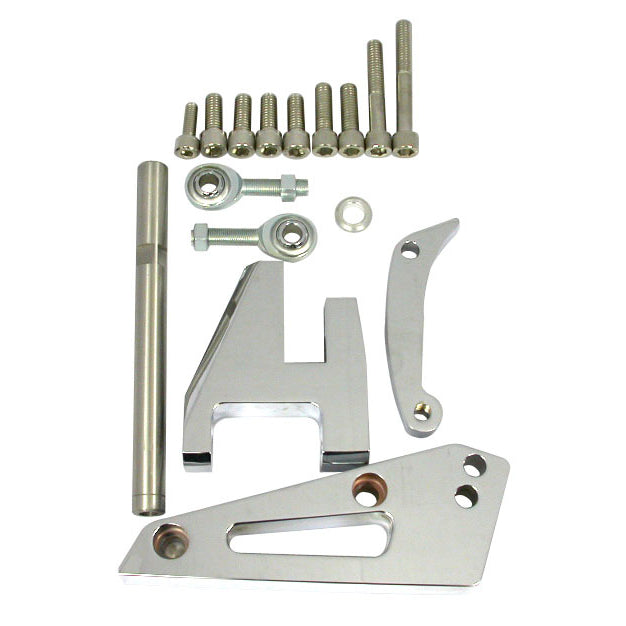 Racing Power Chrome Aluminum SB Chevy Alternator Bracket Short Water Pump