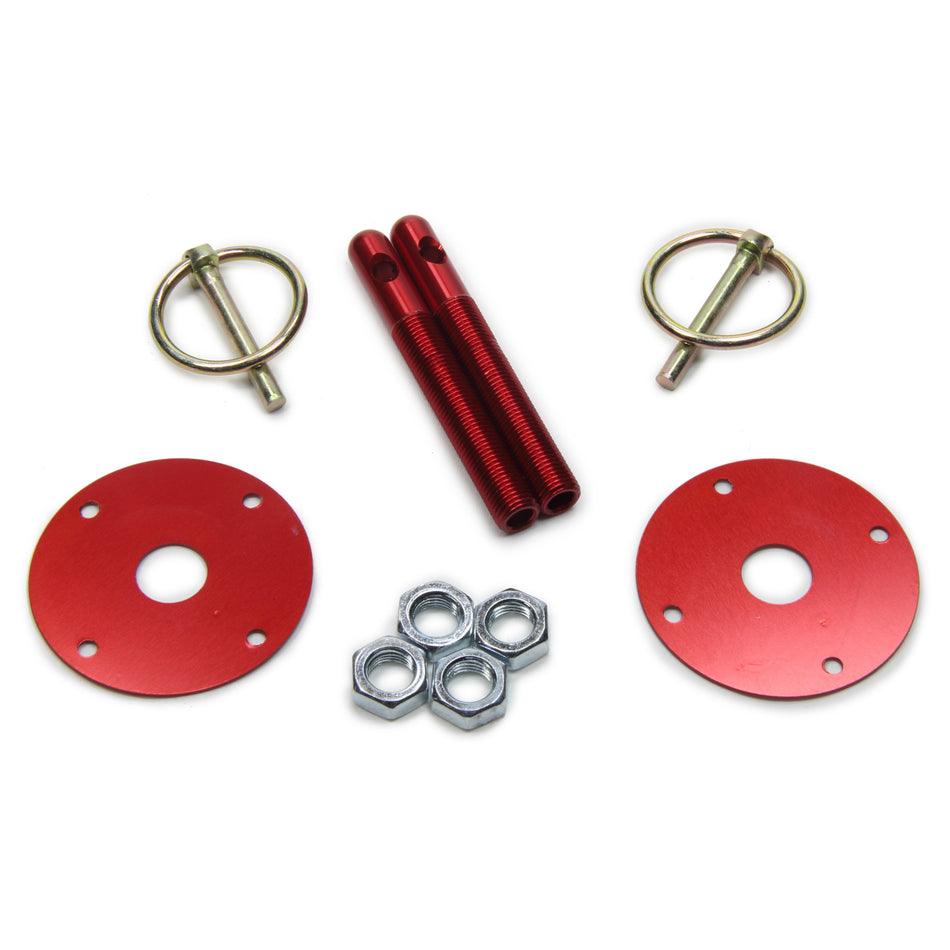 Five Star Hood Pin - 2-1/8" OD Scuff Plates - Torsion Clips - Hardware Included - Aluminum - Red
