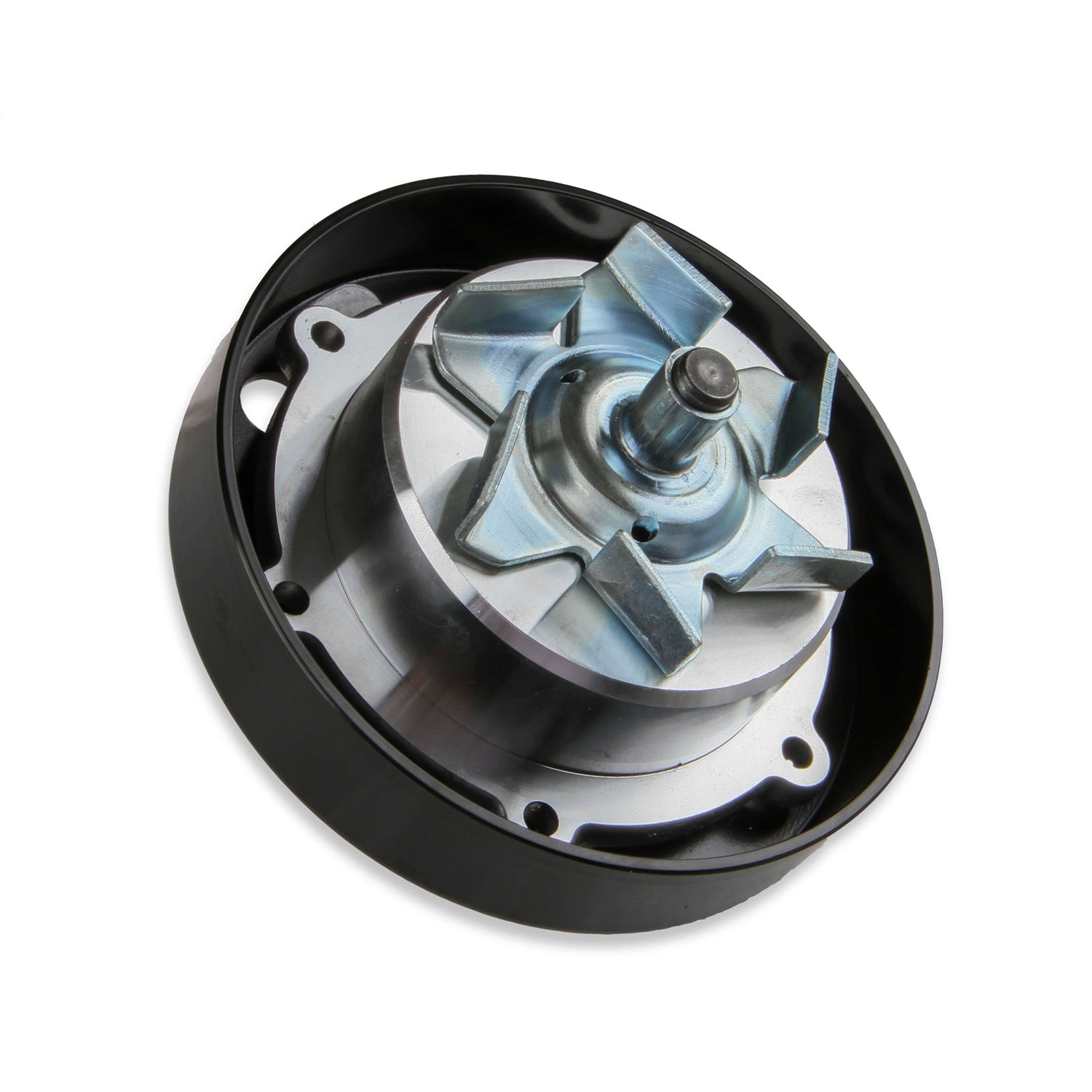 Holley 6 Rib Serpentine Pulley Kit - Cast Aluminum - Black - Small Block Chevy