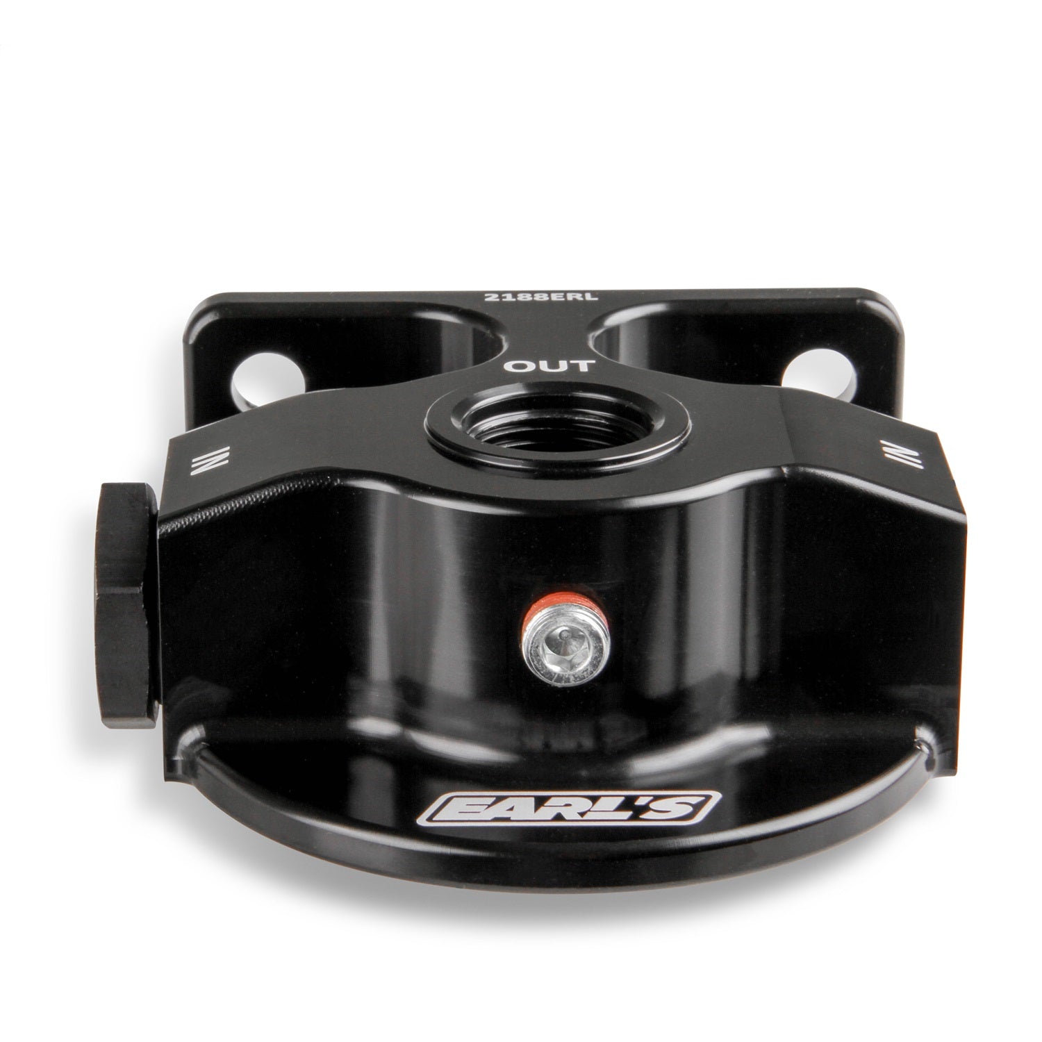 Earl's Remote Oil Filter Mount - 10 AN Female Ports - 1/8" NPT Port - 13/16-16" Filter Thread - Aluminum - Black