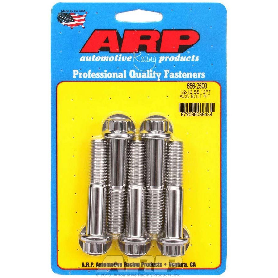 ARP 1/2-13" Thread Bolt 2-1/2" Long 9/16" Hex Head Stainless - Natural