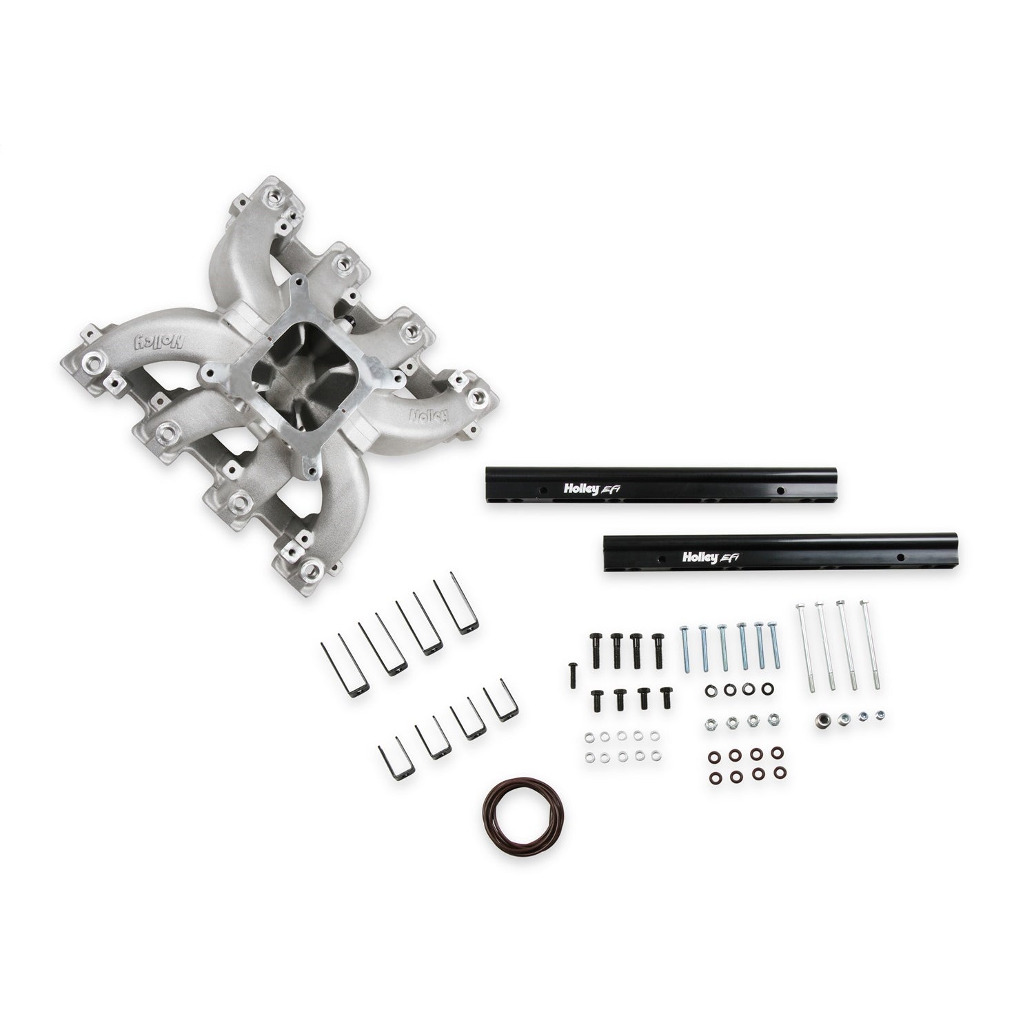 Holley Single-Plane EFI Split Design Race Intake Manifold - Square Bore - Single Plane - Aluminum - Natural - GM LS-Series