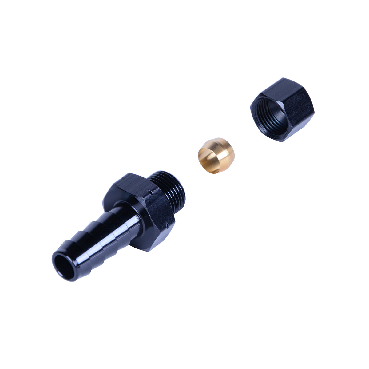 Derale Straight 5/16 in Compression Fitting to 3/8 in Hose Barb Adapter - Black