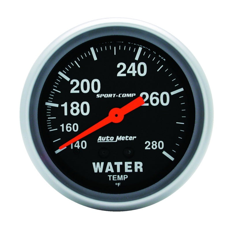 Auto Meter 100-280  Sport-Comp Water Temperature Gauge - 2-5/8"