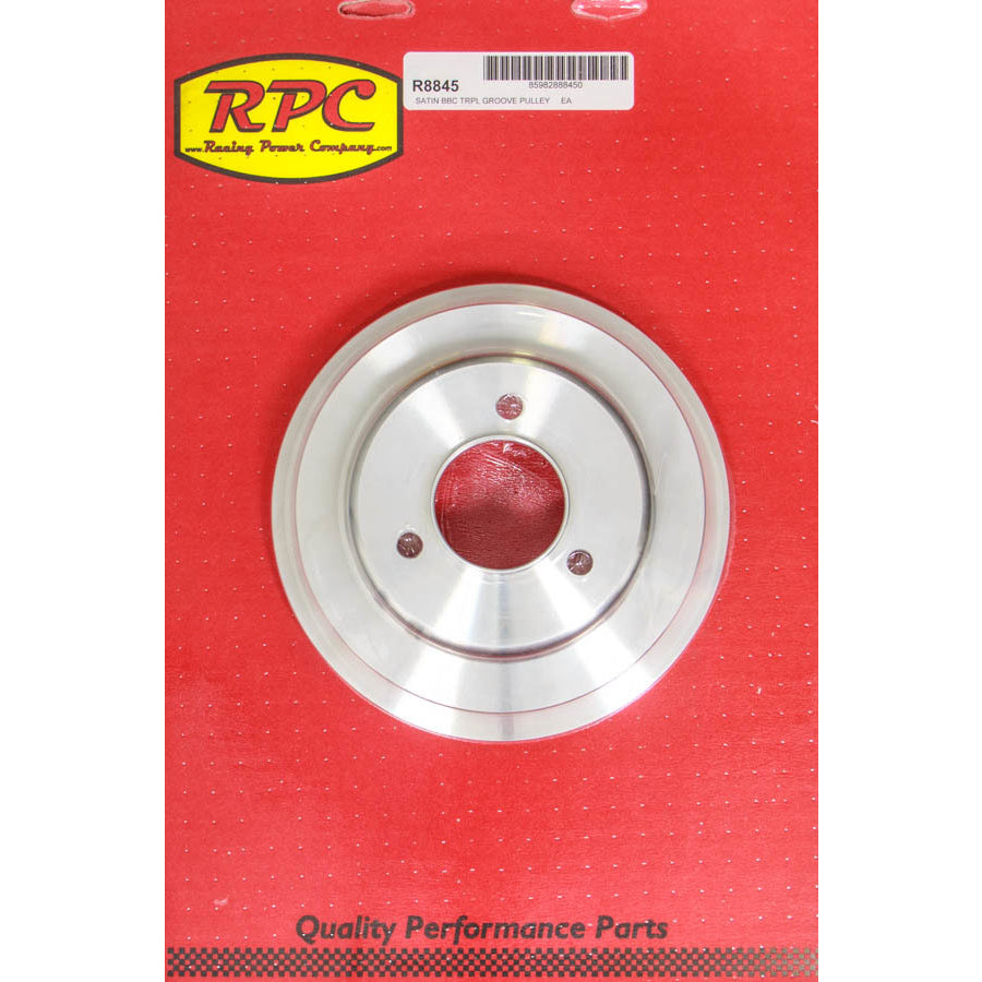 Racing Power V-Belt Water Pump Pulley 3 Groove 7.800" Diameter Aluminum - Satin