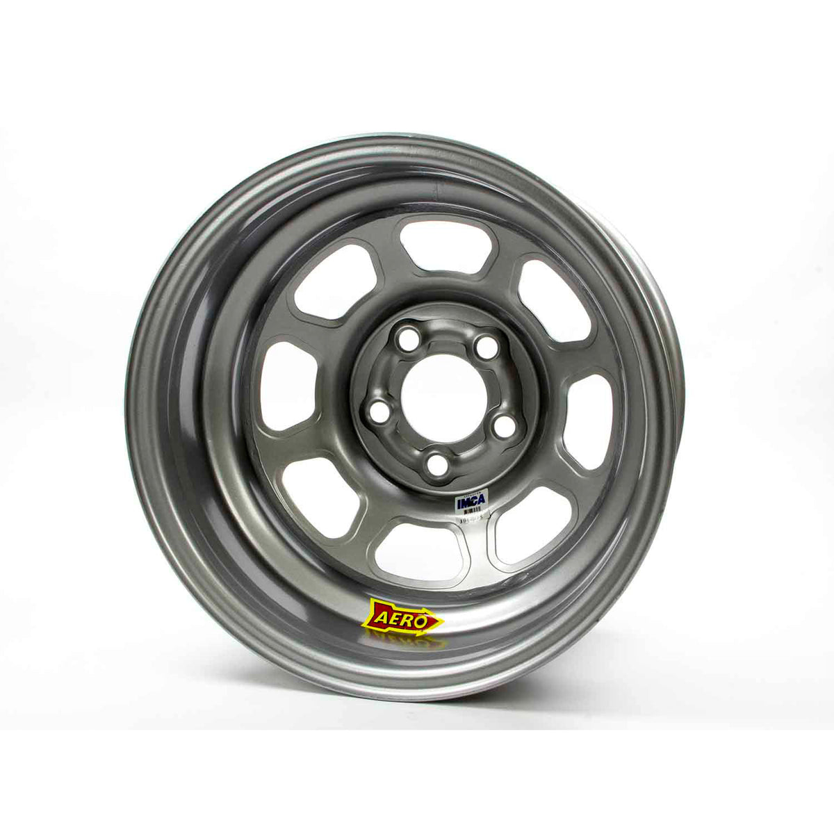 Aero 52 Series IMCA Rolled Wheel - Silver - 15" x 8" - 5 x 4.75" - 3" BS - 19 lbs.