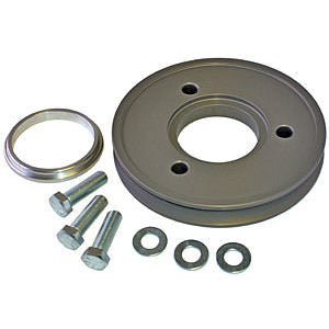 Powermaster Motorsports V-Belt Crankshaft Pulley 1 Groove 5-1/4" Diameter Aluminum - Gray Anodize