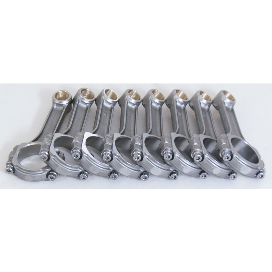 Eagle SIR I-Beam Connecting Rod - 5.700 in Long - Bushed - 3/8 in Cap Screws - Forged  - Small Block Chevy - Set of 8