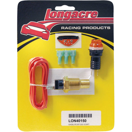 Longacre Gagelites Warning Light Kit - 230 Water Temp 1/2" NPT