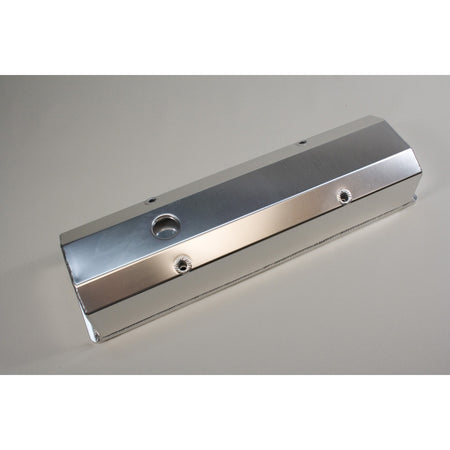 PRW INDUSTRIES Tall Valve Covers Breather Hole Hardware Aluminum - Silver Anodize