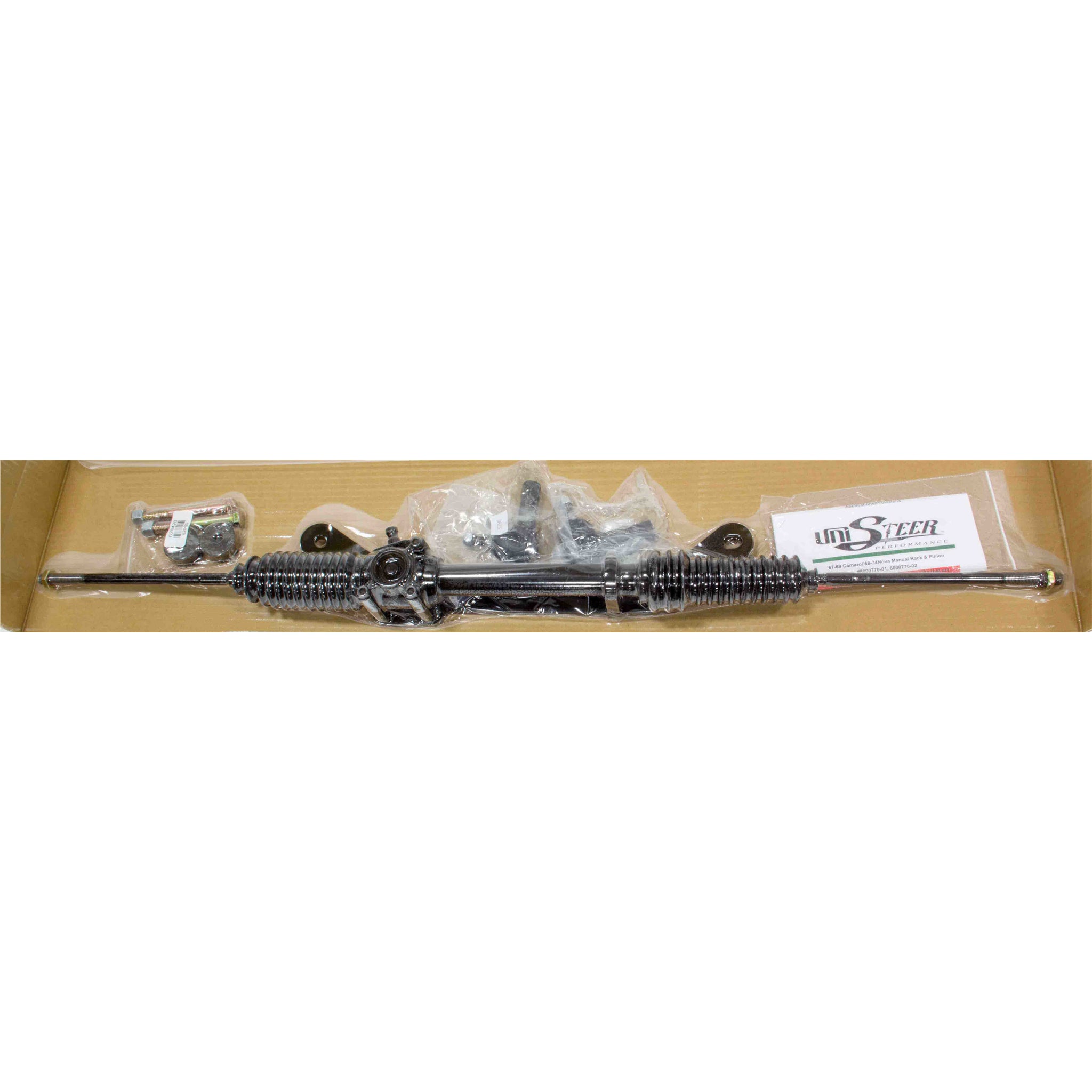 Unisteer 1967-69 Camaro/1968-74 Nova Manual Rack & Pinion Kit - Black Rack